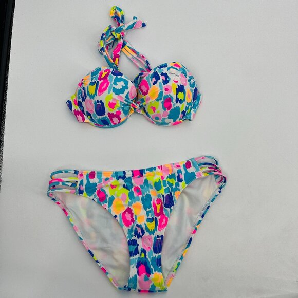 Salt + Cove Strappy Underwire Pushup Bikini Top & Hipster Bottom Set Size M NWT - Picture 2 of 6